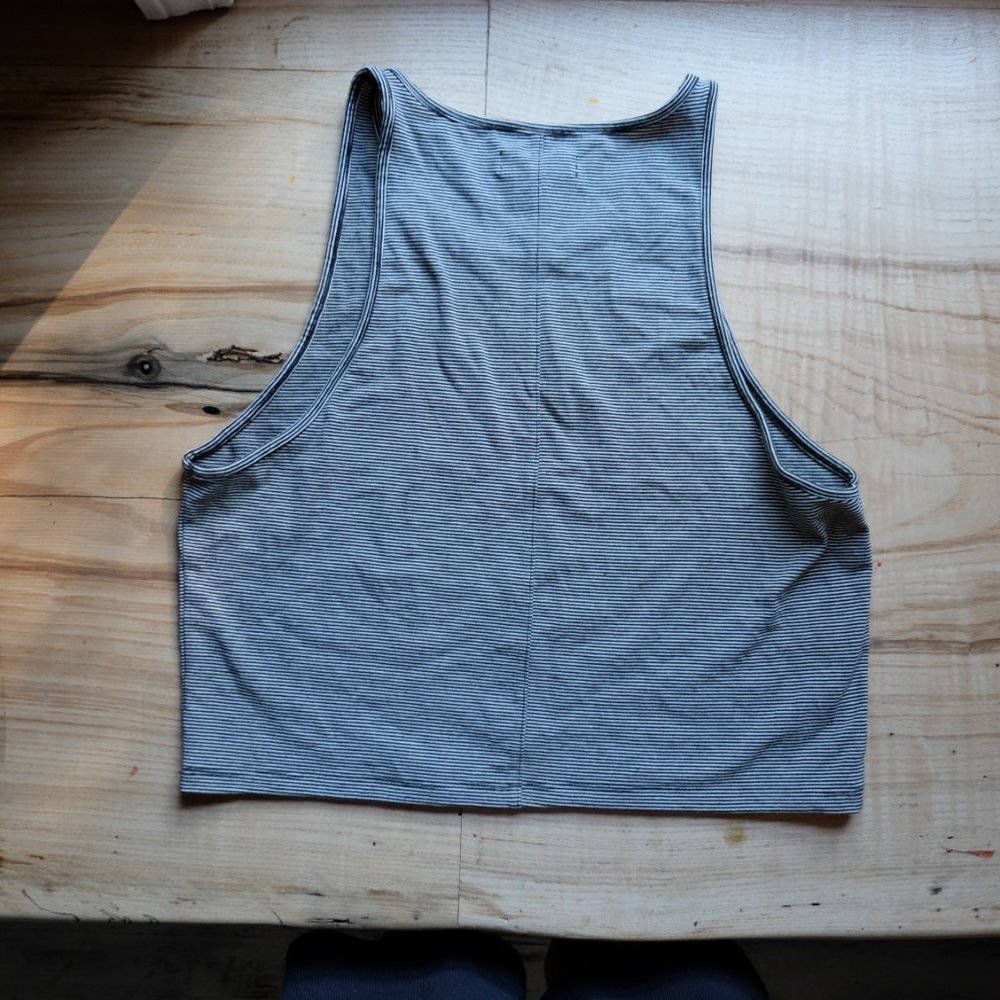 Madewell High Neck Tank Top Crop Top Striped - Picture 4 of 5